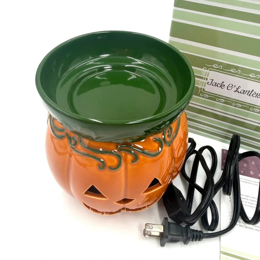 Scentsy Jack O' Lantern Full-Size Wax Warmer Orange Green 2010s Retired‎ Fall
